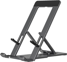 Cell Phone Stand, Foldable Aluminum Adjustable Travel Phone Holder for Desk, Com