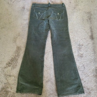 Retro Lime Green Corduroy Pants Women's Medium Bootcut Stretch 99% Cotton