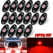 16X Red LED Rock Lights Underbody Trail Rig Glow Lamp Offroad SUV Pickup Truck