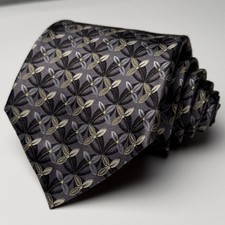 Ermenegildo Zegna Tie Gray Silk Floral Print Made In Italy Necktie