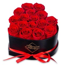 GLAMOUR BOUTIQUE 16 Forever Flower Heart Shape Box - Preserved Roses, Immortal R