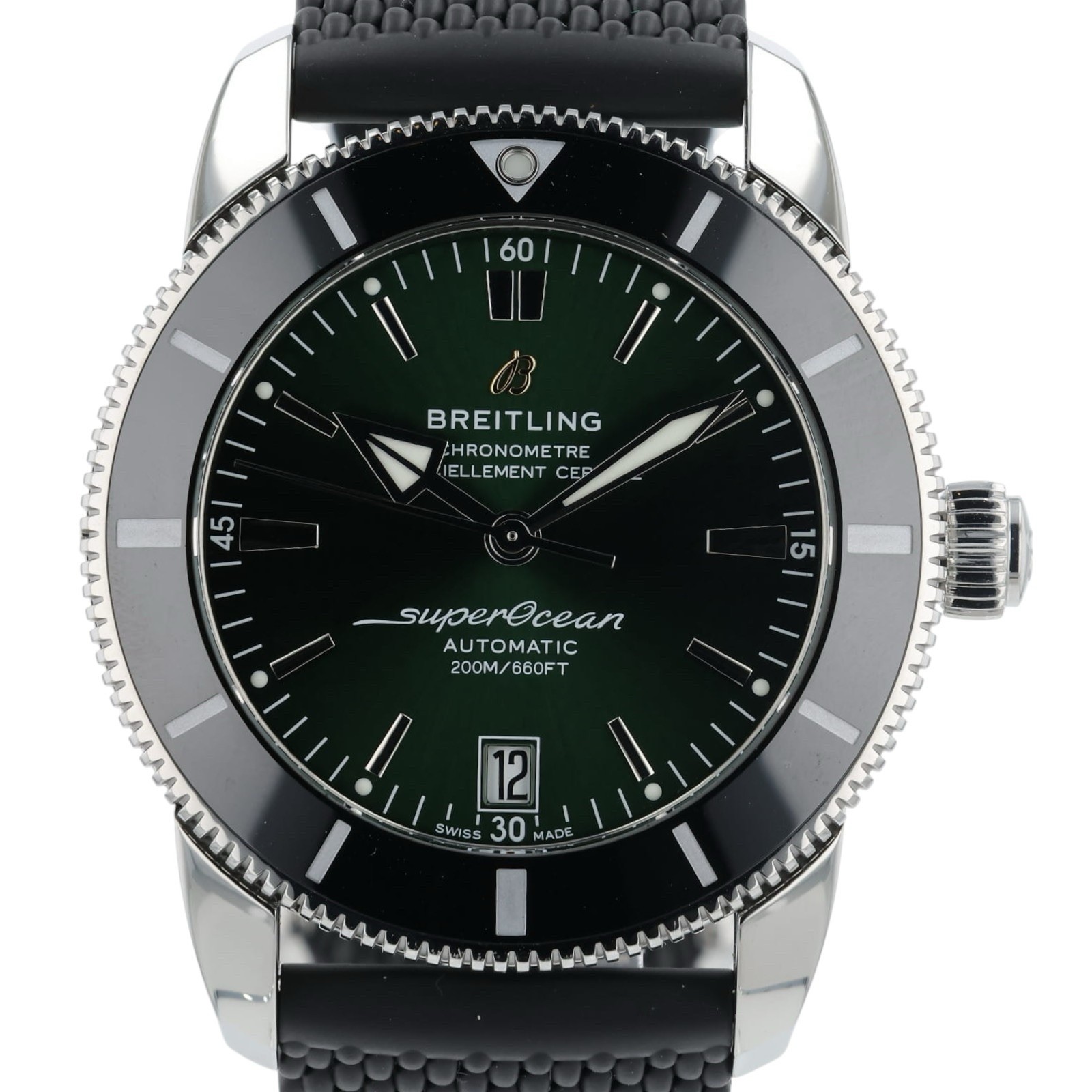 Breitling SuperOcean Green Dial Stainless Steel 42mm Automatic Mens Watch AB2010 image 2
