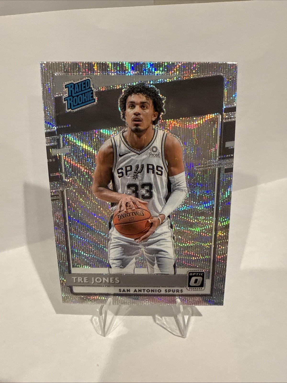 2020-21 Donruss Optic Tre Jones Rated Rookie Silver Wave Prizm Card RC #188