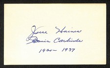 Jesse Haines Cardinals Autographed/Signed 3x5 Index Card HOF JSA BA208503