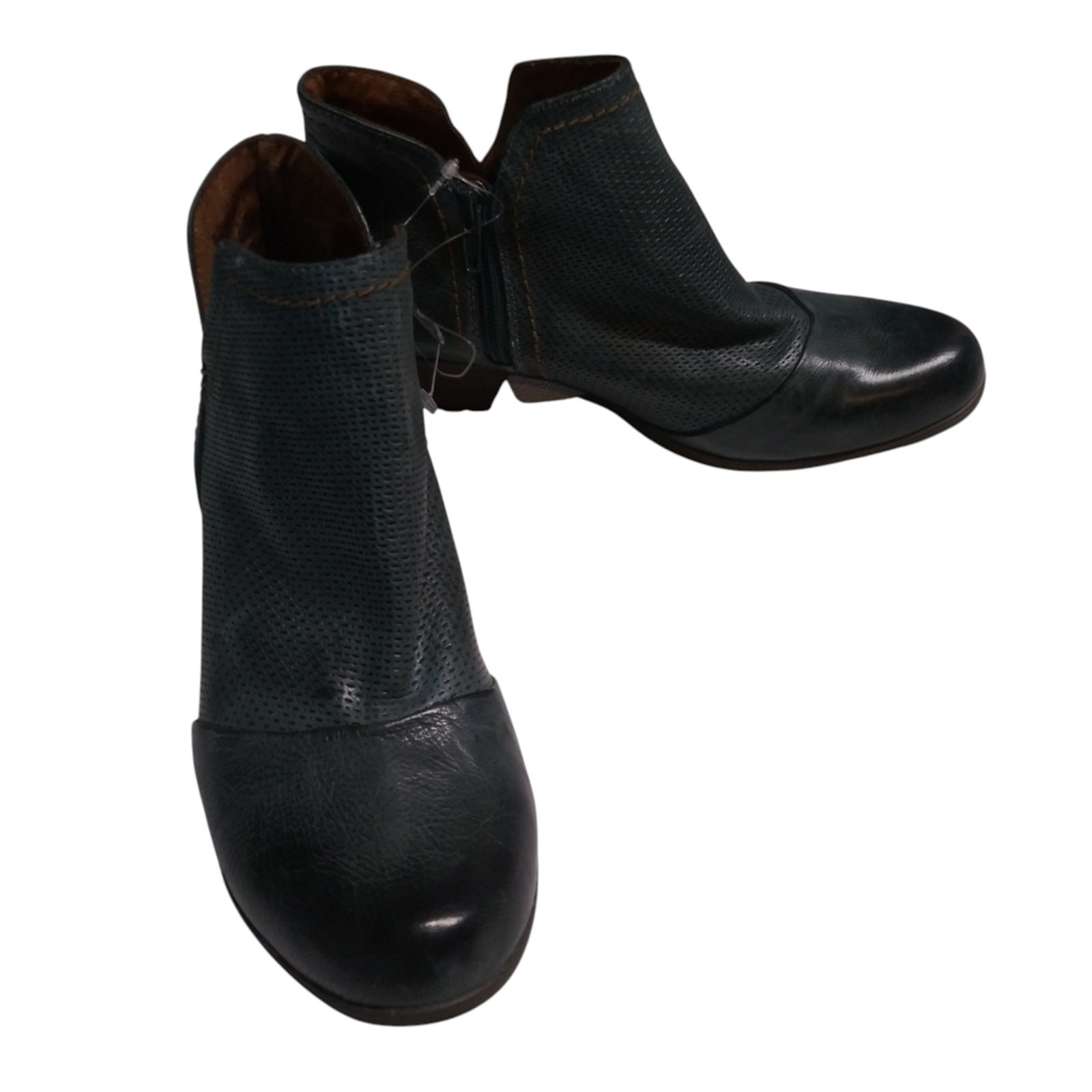 Rockport Cobb Hill Gratasha Blue Leather V-Cut Comfort Ankle Boots Boho Casual 8
