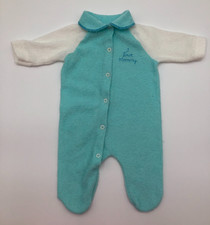 Vintage Green  White Baby Girl or Boys Terrycloth Sleeper Size Small