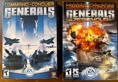 Command & Conquer: Generals + Zero Hour PC CD-ROM Complete CIB Boxes Manuals Map