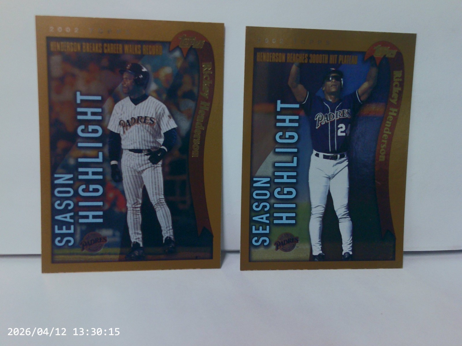 RICKEY HENDERSON LOT  2002 TOPPS FOIL #333 #335  SEASON HIGHLIGHTS