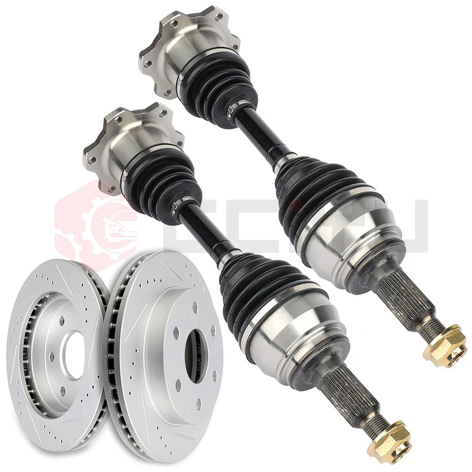 2 discos de freno delanteros rotores + 2 ejes CV para GMC Sierra 1500 6,0 L 2001-2006 Foto 2 de 4