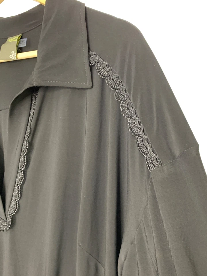 Maxi Vestido Taylor 16W Plus Negro Jersey Tejido Cuello Encaje Ribete RX10458 NUEVO CON ETIQUETAS Foto 2 de 4