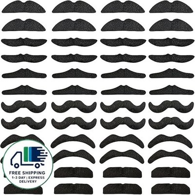 48 bigotes postizos de broma, ideales para fiestas temáticas de bigotes
