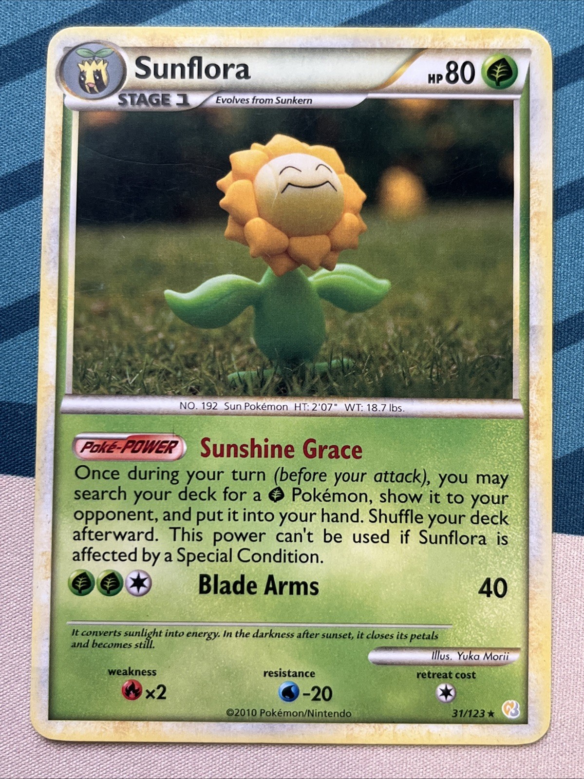 Pokemon Card - Sunflora - Yuka Morii - Rare (31/123) HeartGold & SoulSilver *MP*