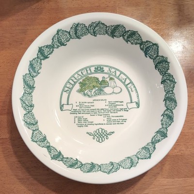 Garden Classics Spinach Salad Recipe Serving Bowl 1980s Royal China USA 11.5''