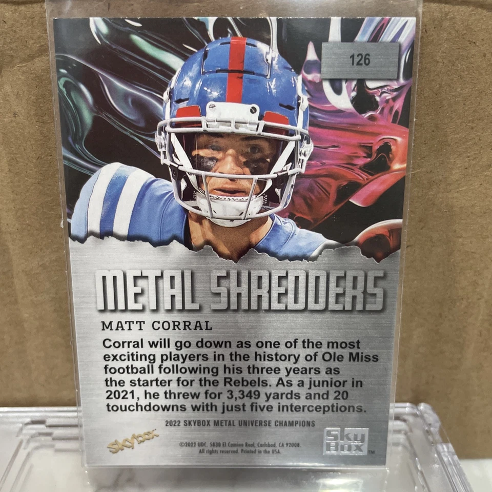 2022 Skybox Metal Universe Champions - Metal Shredders Matt Corral #126 (RC) - Image 2 of 2