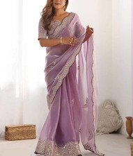 Embellished Organza Saree with Unstitched sarees for women ready to wear