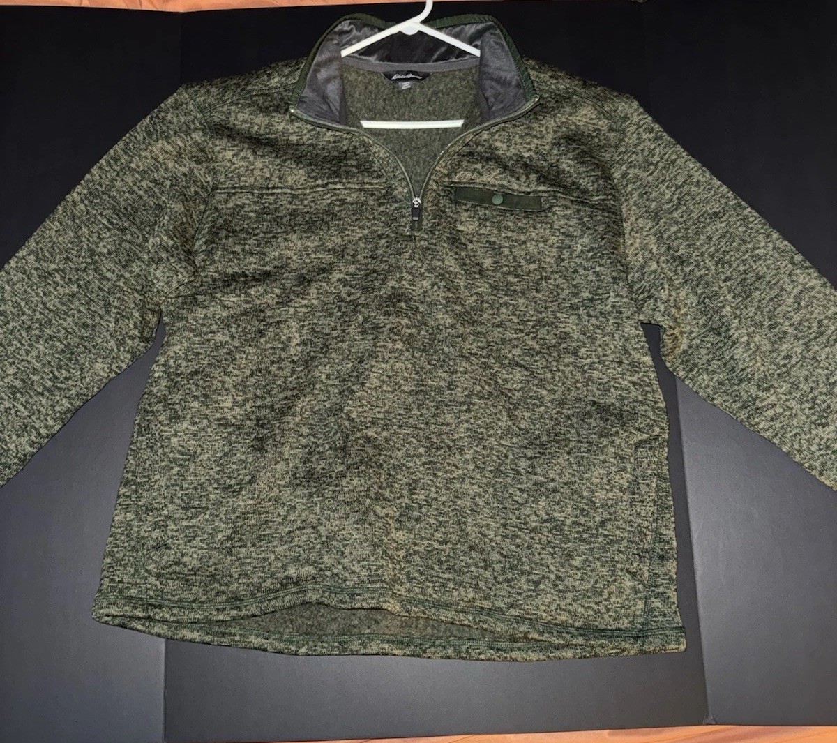 Men’s XL Eddie Bauer Green 1/4 Zip Pullover Sweater Mock Neck Long Sleeve