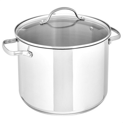 Retailer Basics Stainless Steel Stock Pot 8 Quart Silver with Glass Lid