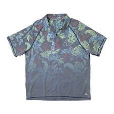 Tommy Bahama Polo Shirt Men M Medium Floral IslandZone Boardwalk Fade Leaf Print