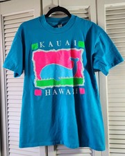Vintage Stedman Super Hi-Cru Kauai Hawaii Whale Graphic Tee Large Turquoise