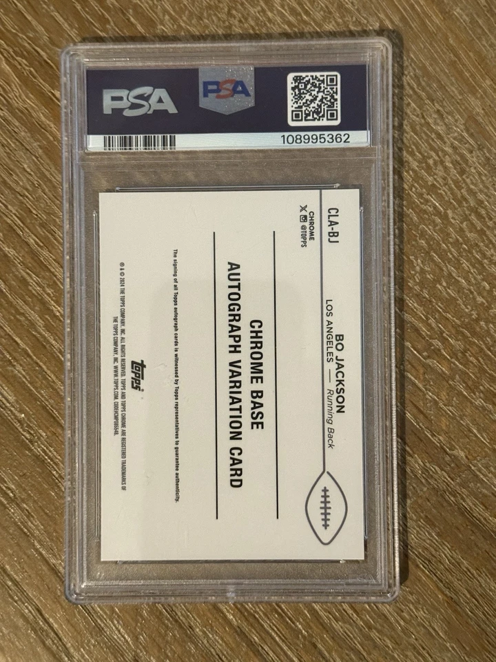 2024 Topps Chrome Bo Jackson Auto Orange Refractor /25 PSA 10 Auto 10 Raiders - Image 2 of 2