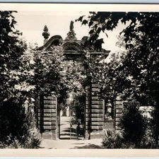 c1930s Frascati, Italy RPPC Villa Falconieri Ornate Entrance Gate Statues A364