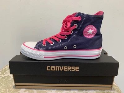 Converse Chuck Taylor All Star Side-Zip High Tops Women 6.5-7 Navy w/ Pink 13657 - Photo 1/4