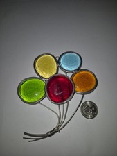 Vintage Colorful Stained Glass Balloon Bouquet Sun Catcher 4.5" x 4.5" UT25