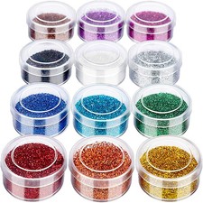 FANDAMEI 12 Pots Extra Fine Glitter for Arts & Crafts, Acrylic Nail, Face, Body