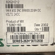 ASCO 8262H212 Electric Solenoid Valve 2-Way/2-Position Brass 24V DC Series 262H