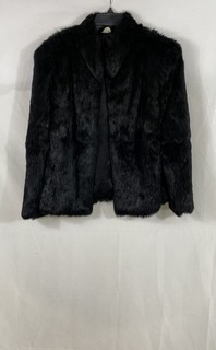 Vintage Women's Black Genuine Rabbit Fur Coat Jacket Made in Korea Size M