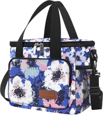 Femuar Lunch Bags for Women/Men, Insulated Bag Medium Size, Ink foral 