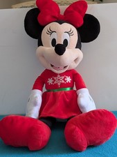 Disney Minnie Mouse Christmas Holiday Plush 22" Snowflake Red Dress Bow