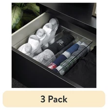 (3 pack) 3 Compartment Organizer for Drawer Multi-Use, Clear 1 Count