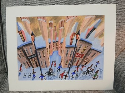 Schönes John Ormsby Originalgemälde 16'' x 12'' hoch Schornsteine Schneeszene