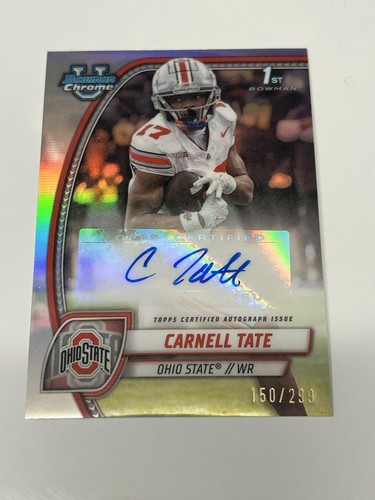 2024 Bowman University Chrome Autographs Carnell Tate #PA-CTA Refractor /299