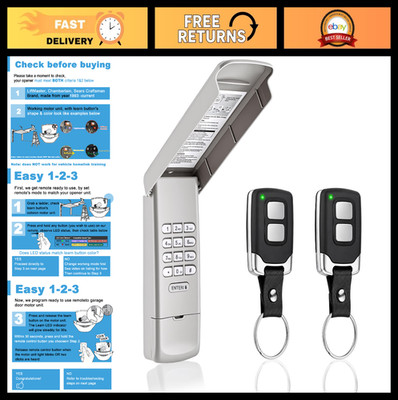Universal Garage Door Opener Keypad & 2 Remotes - Compatible with Liftmaster, Cr