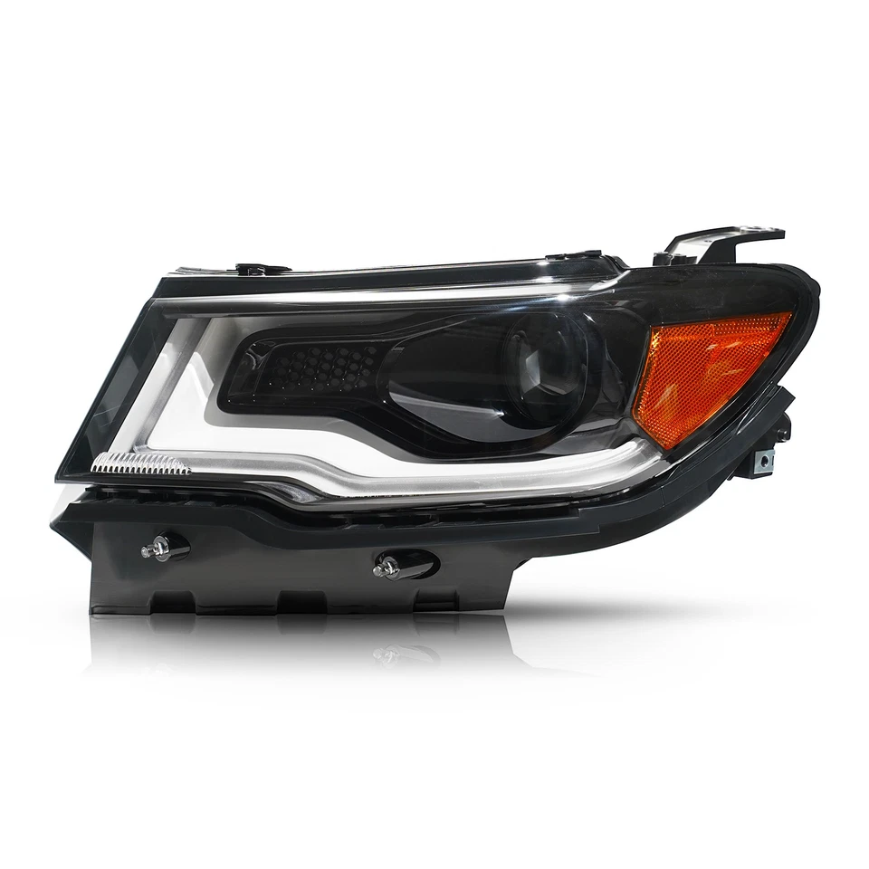 Halogen Upgrade LED Headlights For 2017-2021 Jeep Compass Tube Projector Pair - Image 3 of 4