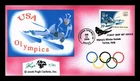 US CARD WINTER OLYMPICS TORINO ITALY FIRST DAY ISSUE PUGH HAND PAINTED