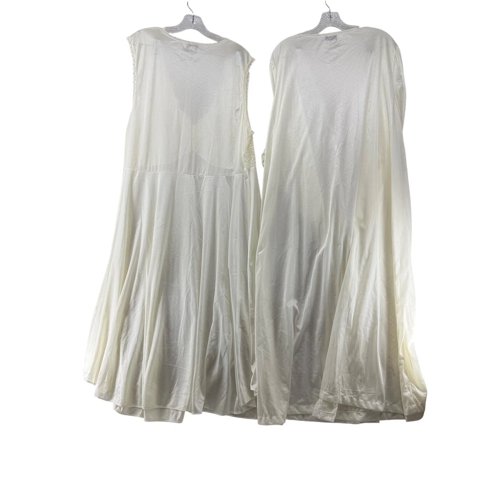 Delta Burke Collection 2 piezas 2XL conjunto de camisón y bata con adornos de encaje marfil nupcial Foto 2 de 4