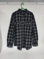 Faded Glory Plaid Flannel Shirt Adult XL/XG Black  Gray 46-48 