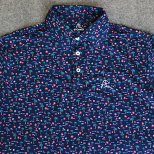 Rhoback Golf Polo Shirt Mens S Navy Mele Kalikimaka Holiday Surf Santa Christmas
