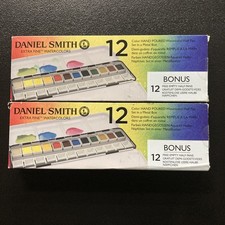  2 Daniel Smith Extra Fine Watercolors 12 Half Pans Set New Hand Poured 15LP