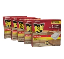 5 PACKS RAID Ant Baits III Pest Control Traps Child Resistant 8 per box=40 total