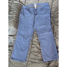 Catherines Sateen Stretch Pants Navy Blue Straight Leg Plus Size 24W