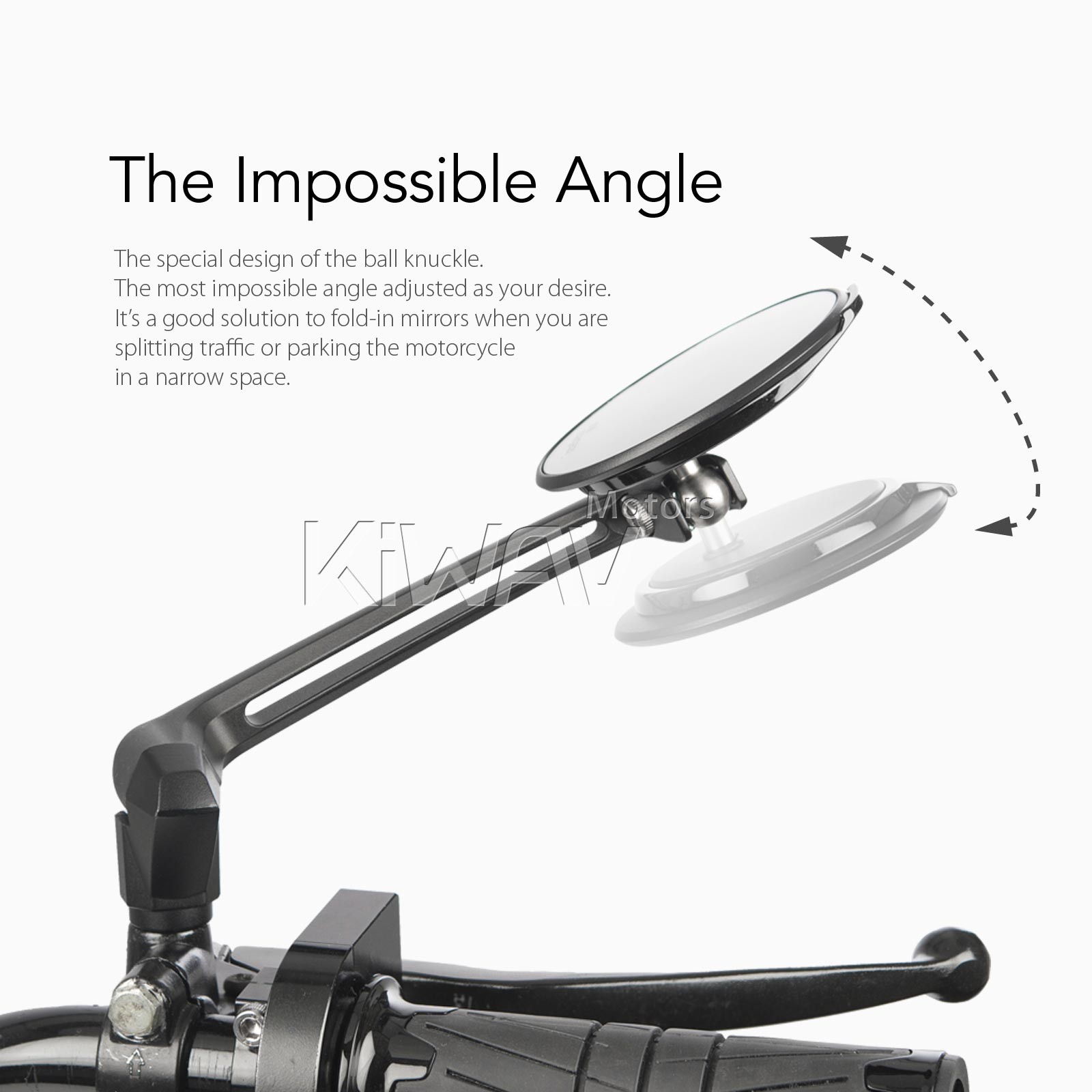 KiWAV black mirrors round AURA sleek adjustable clips 7/8" bars e-bikes bicycles