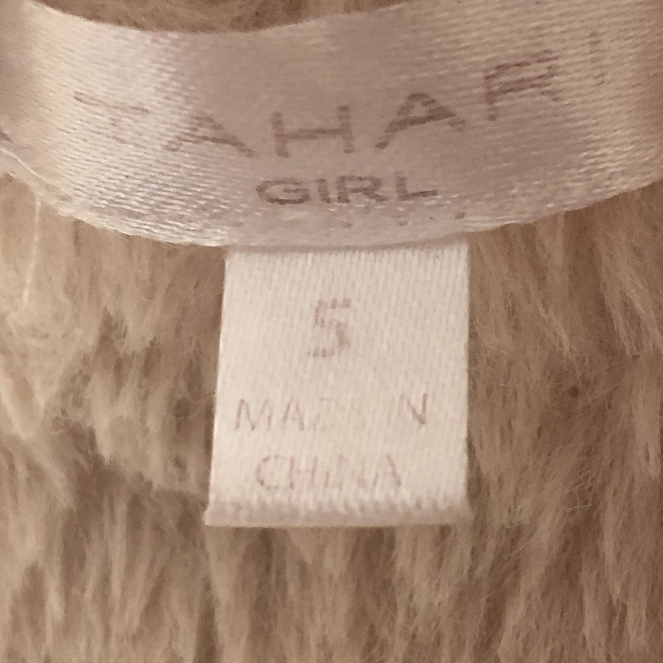 TAHARI Puffer Jacket Girls 5 Hooded Faux Fur Lined Floral Pink Beige Outdoors - Image 2 of 4