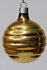 Vintage Blown Glass Ribbed Bumpy BALL Christmas Ornament Premier GOLD