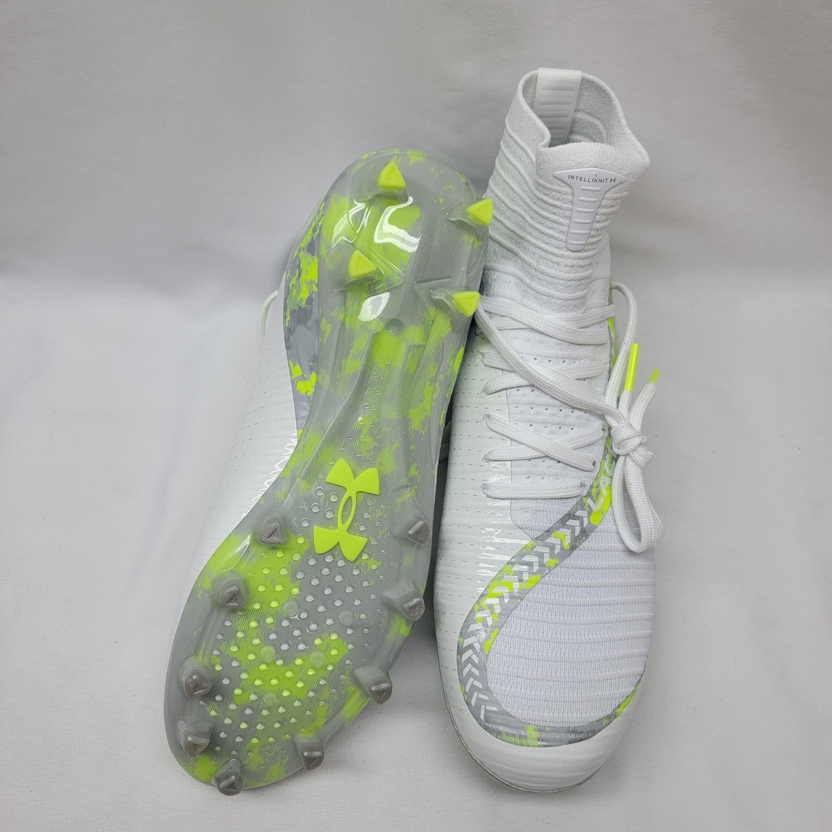 Under Armour White Grey Green UA Highlight 2 MC Lacrosse Cleats Sz(15) Under Armour Highlight 2 MC Lacrosse Cleats Men Size 6.5  main image 3