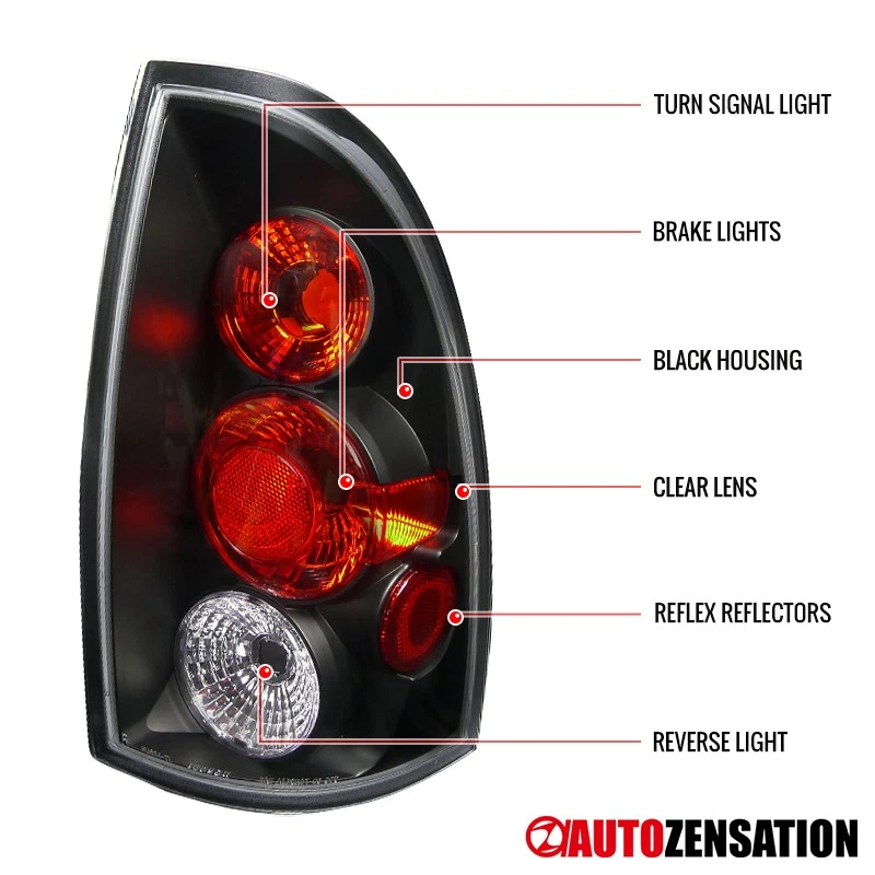 Fit 2005 2006 2007 2008 Toyota Tacoma Black Tail Lights Brake Lamps Left+Right Foto 3 de 4