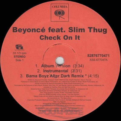 Beyoncé feat. Slim Thug - Check On It - 12'' US NEU